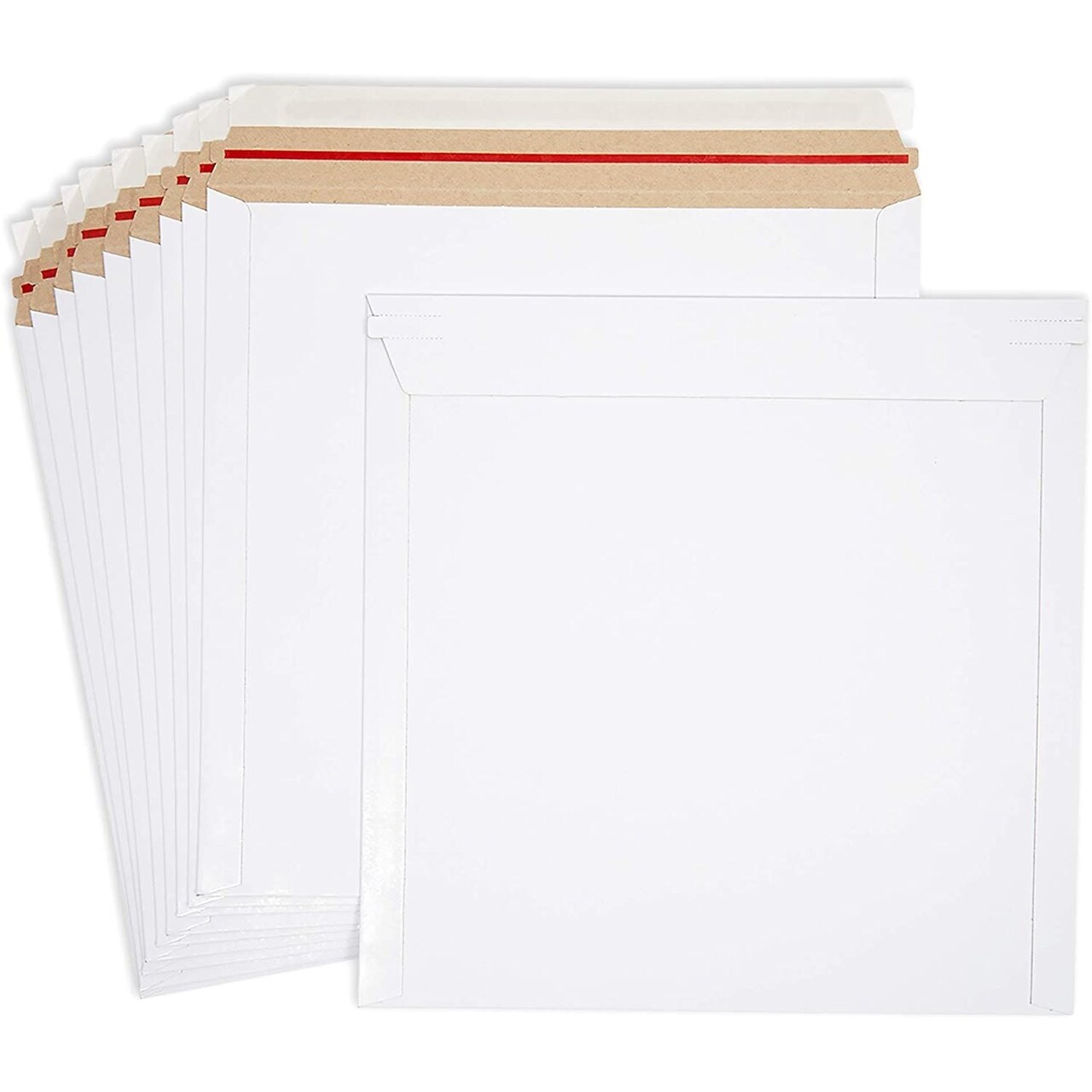 White Rigid Mailing Envelopes, Stay Flat Mailers (12.5 x 12.5 Inches, 100 Pack)